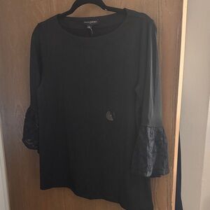 Banana Republic Black Top with Lace Sleeves
